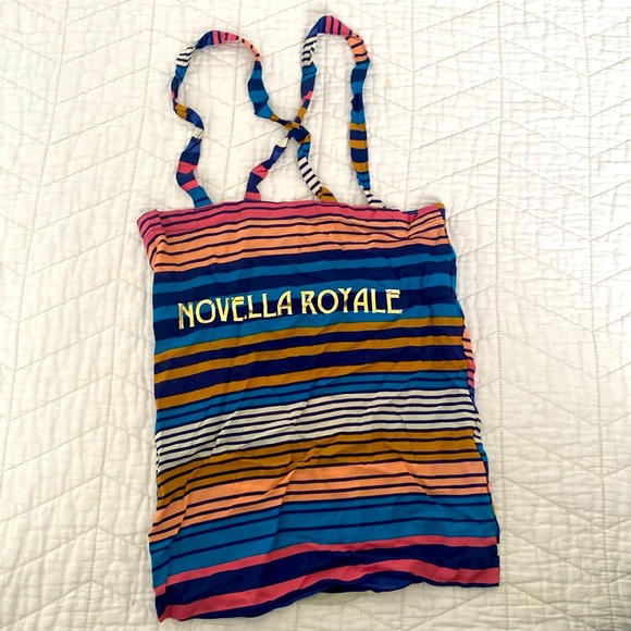 Novella Royale Striped Gold Logo Tote - Picture 1 of 5